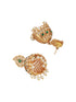 Gold Plated Green Zircon & Pearl Beaded Floral Pipe Pendant Jewellery Set With Jhumka