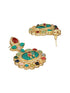 Gold plated Multicoloured Stones Studded Floral Double Layered Necklace Jewellery Set