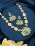 Gold plated Multicoloured Stones Studded Floral Double Layered Necklace Jewellery Set