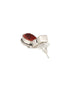 Oxidised Silver Toned Red Stone Studded Minimal Drop Earrings