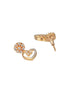 18k Gold Toned AD Studded Floral Heart Shaped Minimal Necklace Jewellery Set