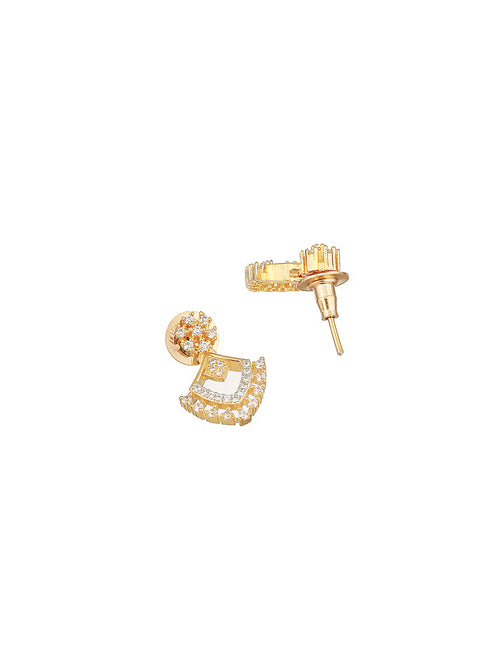 Gold Toned AD Studded Geometric Shaped Delicate Pendant Jewellery Set