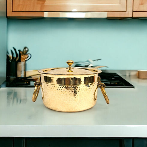 Tamas Brass Bhagona set with lid and side handles