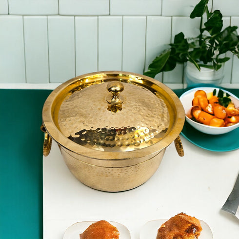 Tamas Brass Bhagona set with lid and side handles