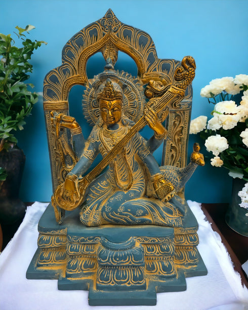 Tamas Brass Turquoise Saraswati Maa|