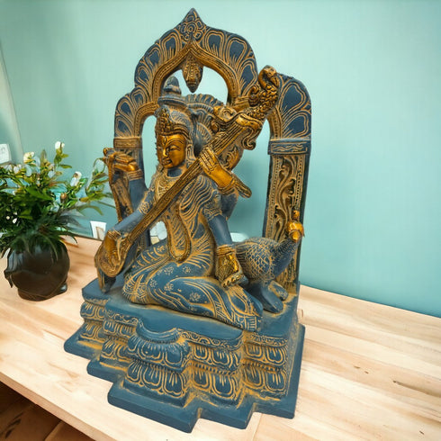Tamas Brass Turquoise Saraswati Maa|