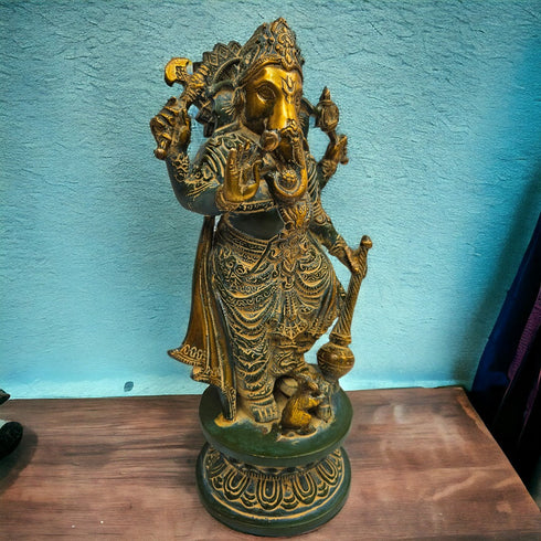 Turquoise Tamas Brass Ganesha