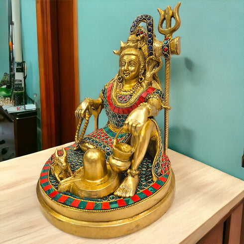 Tamas Brass Stone Worked Shivji|