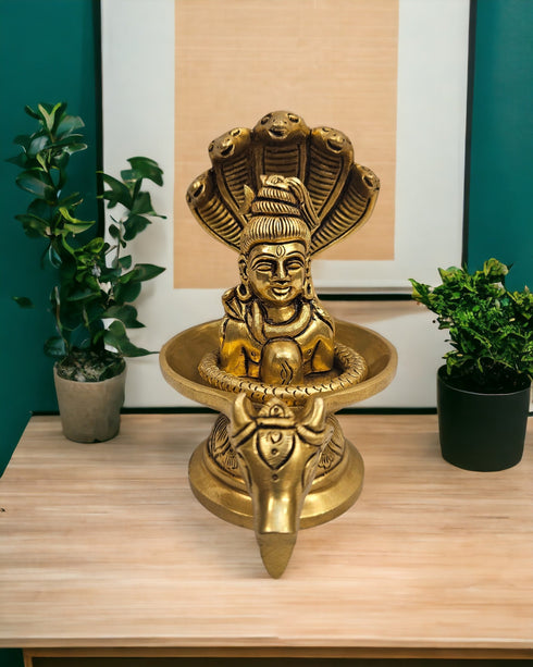 Tamas Brass Shivling with shiva bust