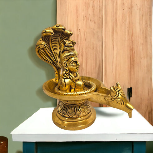 Tamas Brass Shivling with shiva bust