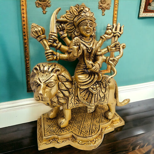 Tamas Brass Durga Mata Stand Home Temple Pooja Statue | Idol