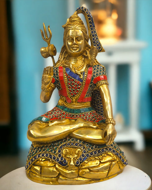 Tamas Brass stoned work shiv ji statue