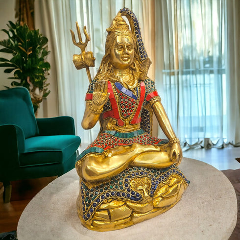 Tamas Brass stoned work shiv ji statue