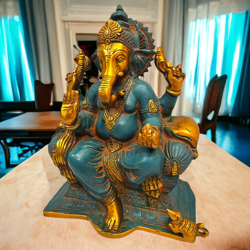 Tamas Brass Ganesha raja |Turquoise blue