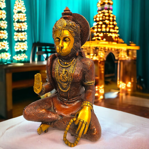 Tamas Hanuman sitting statue |Brown
