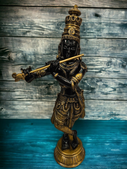 Tamas Brass Black Krishna Statue