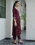 Sudathi Dark Brown Cotton Sequence Straight Kurta Set With Dupatta