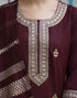 Sudathi Dark Brown Cotton Sequence Straight Kurta Set With Dupatta