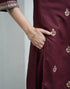 Sudathi Dark Brown Cotton Sequence Straight Kurta Set With Dupatta