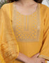 Sudathi Yellow Cotton Sequence Straight Kurta Set With Dupatta
