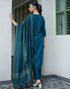 Sudathi Rama Blue Cotton Sequence Straight Kurta Set With Dupatta