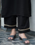 Sudathi Black Chinnon Lace Straight Kurta Set With Dupatta