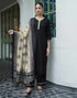 Sudathi Black Chinnon Lace Straight Kurta Set With Dupatta