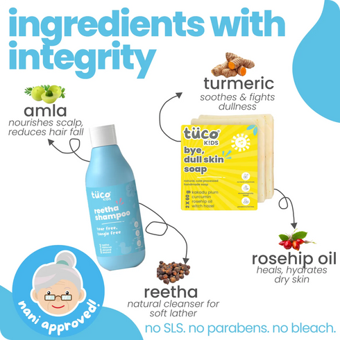 Tuco Bathtime Essentials Kit Dull Skin Handmade Soap (Pack of 2) + Shampoo 300ml