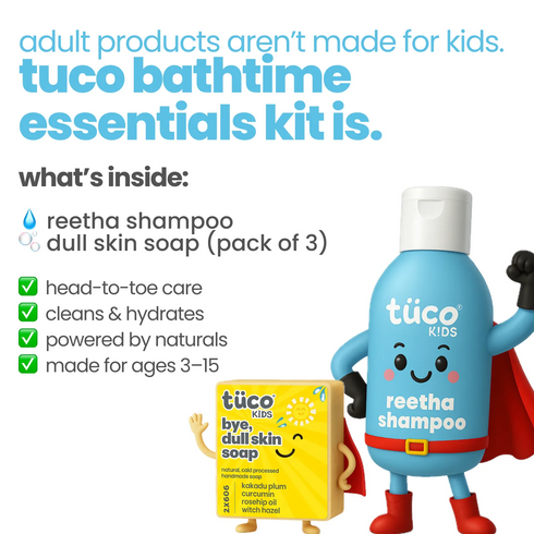 Tuco Bathtime Essentials Kit Dull Skin Handmade Soap (Pack of 2) + Shampoo 300ml