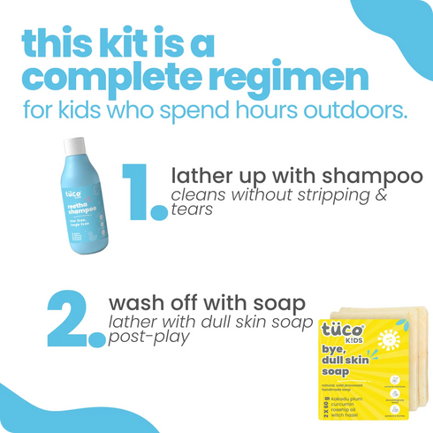 Tuco Bathtime Essentials Kit Dull Skin Handmade Soap (Pack of 2) + Shampoo 300ml