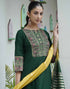 Sudathi Dark Green Cotton Printed Straight Kurta Set With Dupatta