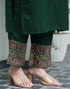 Sudathi Dark Green Cotton Printed Straight Kurta Set With Dupatta