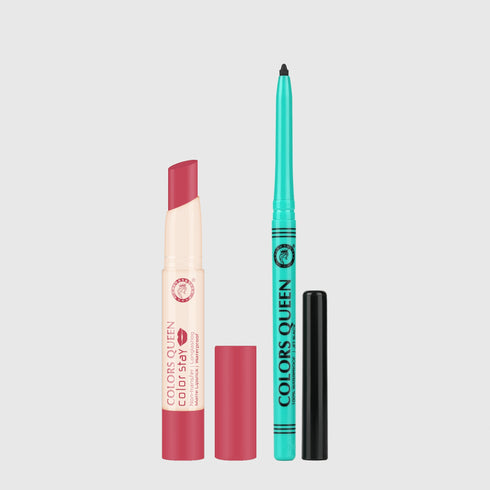 Colors Queen Color Stay Non-Transfer Lipstick and Bold Eyes Auto Kajal Combo