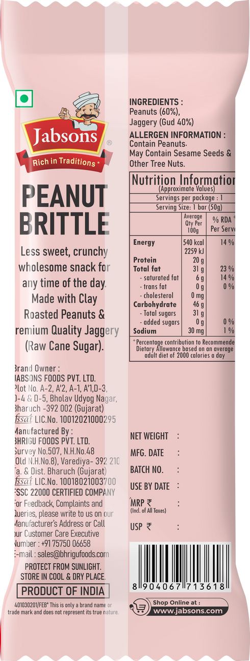 Jabsons Foods Peanut Brittle