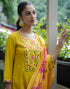 Sudathi Yellow Silk Embroidery Straight Kurta Set With Dupatta