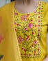 Sudathi Yellow Silk Embroidery Straight Kurta Set With Dupatta