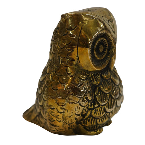 Brass Owl Statue Sculpture- for Goodluck 649g Pack of 1