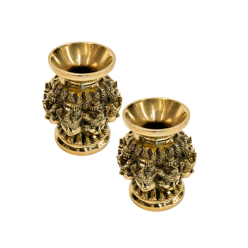 Brass Ashtalakshmi Face Kalash (Pack of 2) 2114g