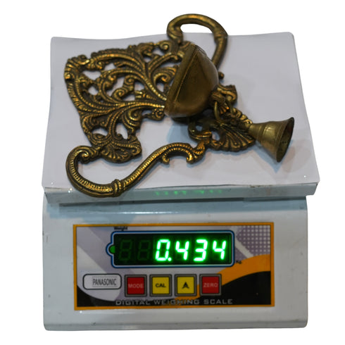 Brass Wall Hanging Diya with One Bell 434g Set of 1