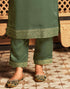 Sudathi Olive Green Velvet Plain Straight Kurta Set With Dupatta