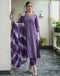 Sudathi Purple Cotton Sequence Straight Kurta Set With Dupatta