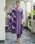 Sudathi Purple Cotton Sequence Straight Kurta Set With Dupatta