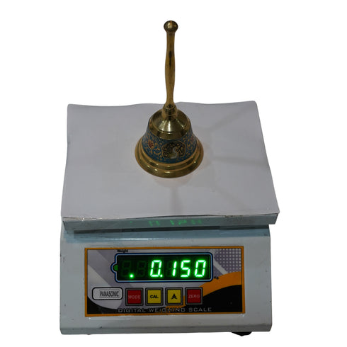 Brass Hand Bell with Blue Meenakari Art 149g Set of 1