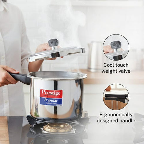 Prestige Popular Svachh Spillage Control Stainless Steel Pressure Cooker 3 L Silver