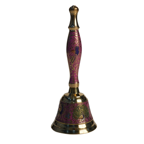 Brass Pink Hand Bell with Peacock Design 194g Set of 1