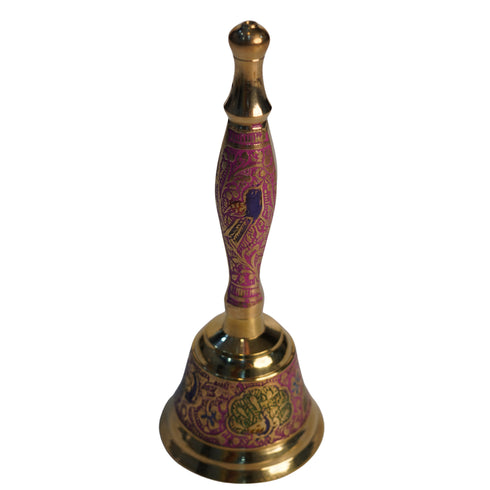 Brass Pink Hand Bell with Peacock Design 194g Set of 1