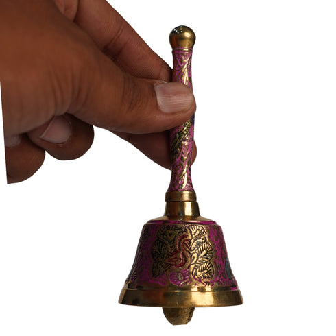 Brass Hand Bell with Peacock Design 162g Set of 1