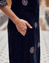 Sudathi Navy Blue Velvet Plain Straight Kurta Set With Dupatta