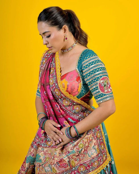 Ethenika Muslin Digital Print Mirror Work Navratri Special Chaniya Choli
