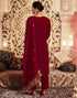 Sudathi Red Velvet Sequence Straight Kurta Set With Dupatta